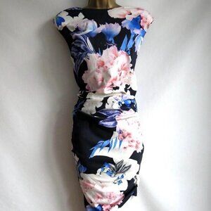 Brand new Coast black floral ruched shift dress size US 16